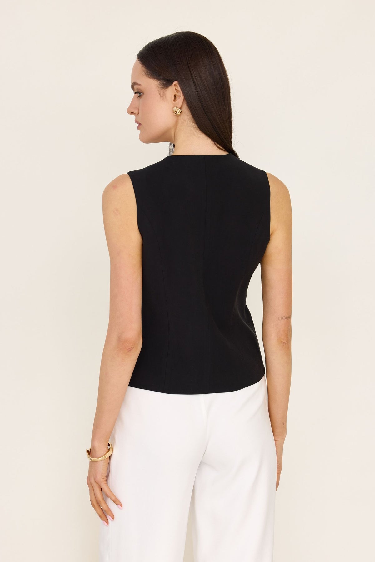 Kamizelka typu V z wiskozy czarna