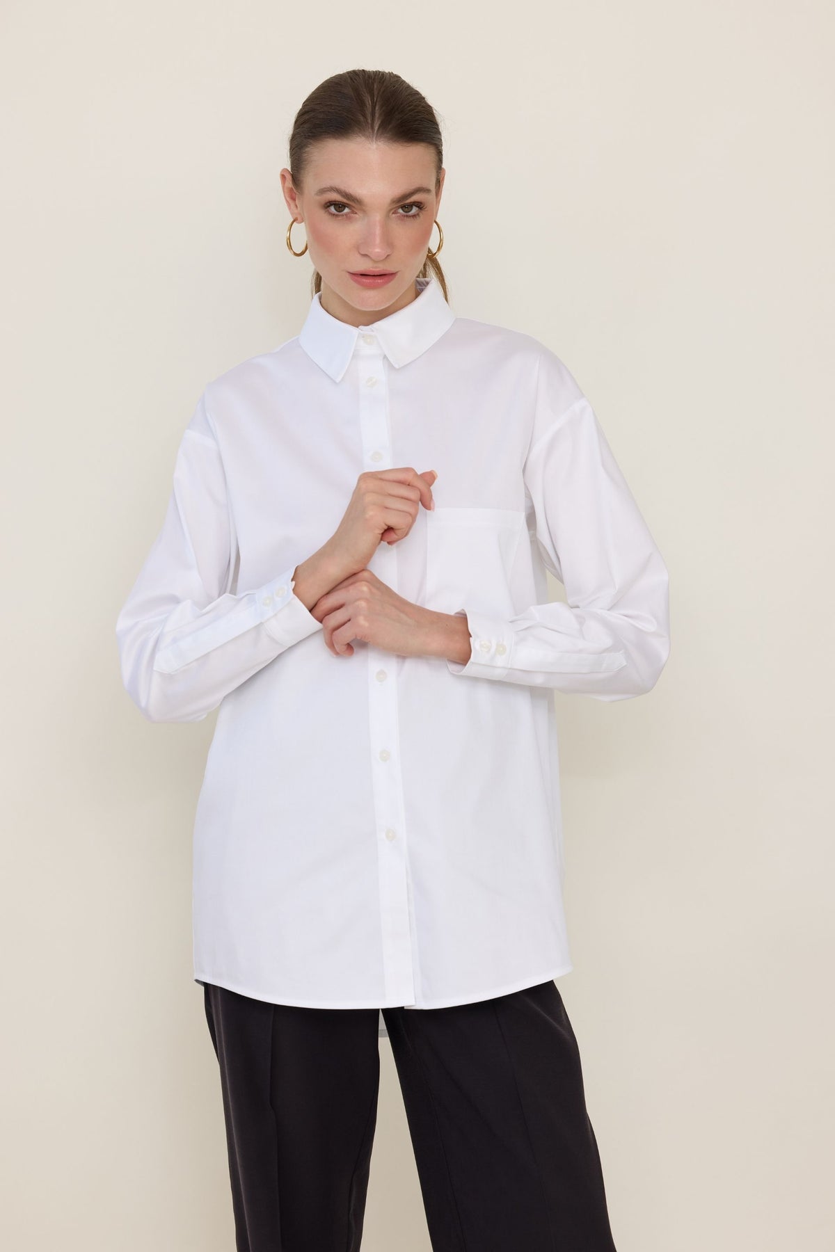 Bawełniana koszula oversize biała