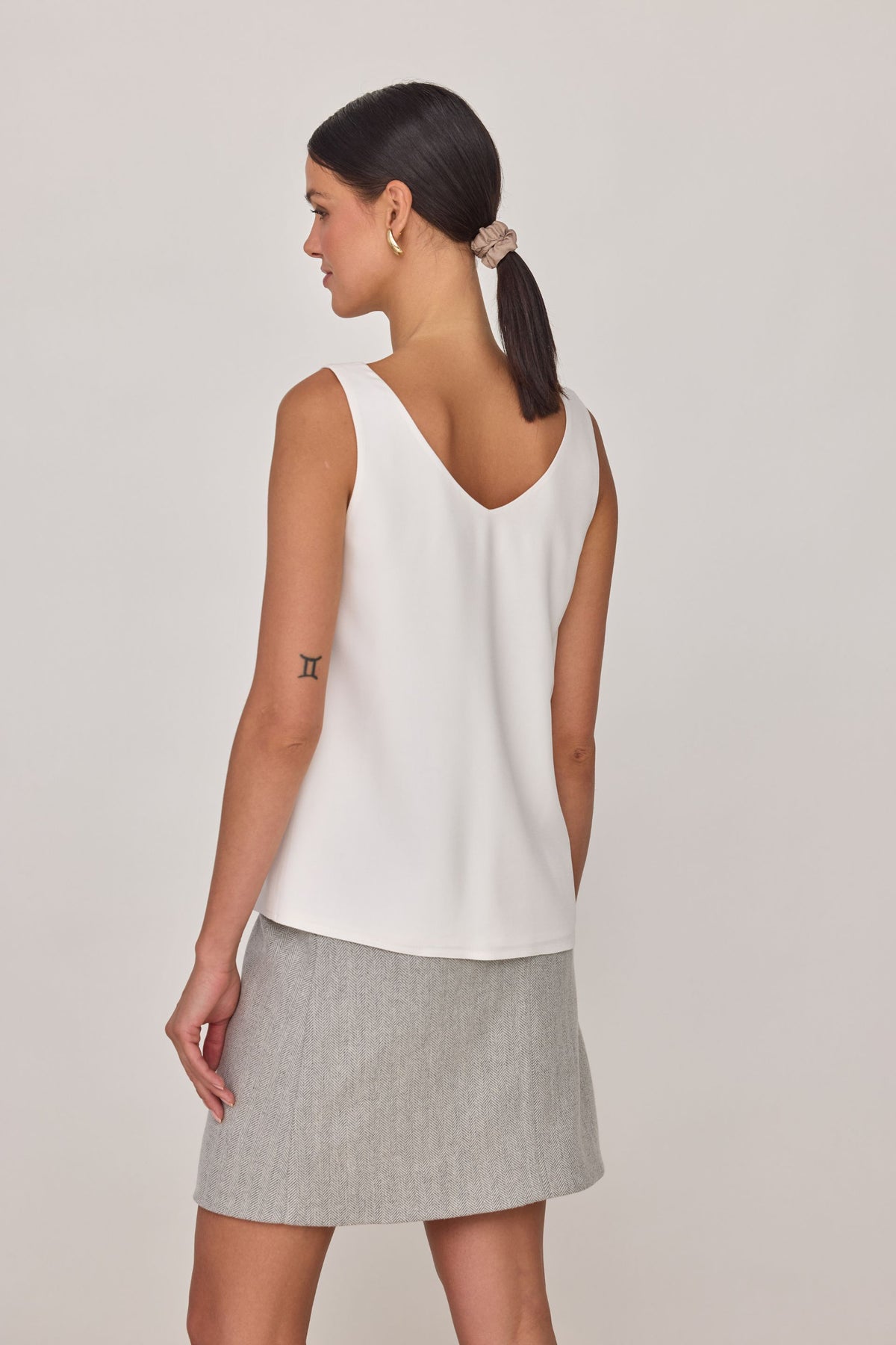 Cream viscose top with wide straps