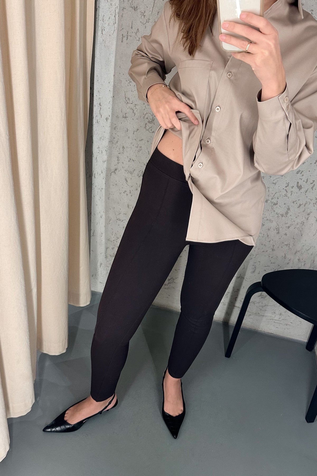 Legginsy z kantem z wiskozy czekolada