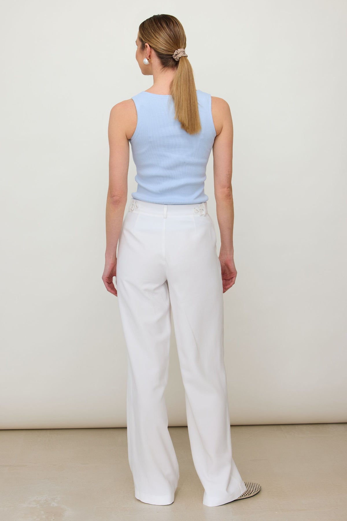 Top z prążkowanej bawełny baby blue
