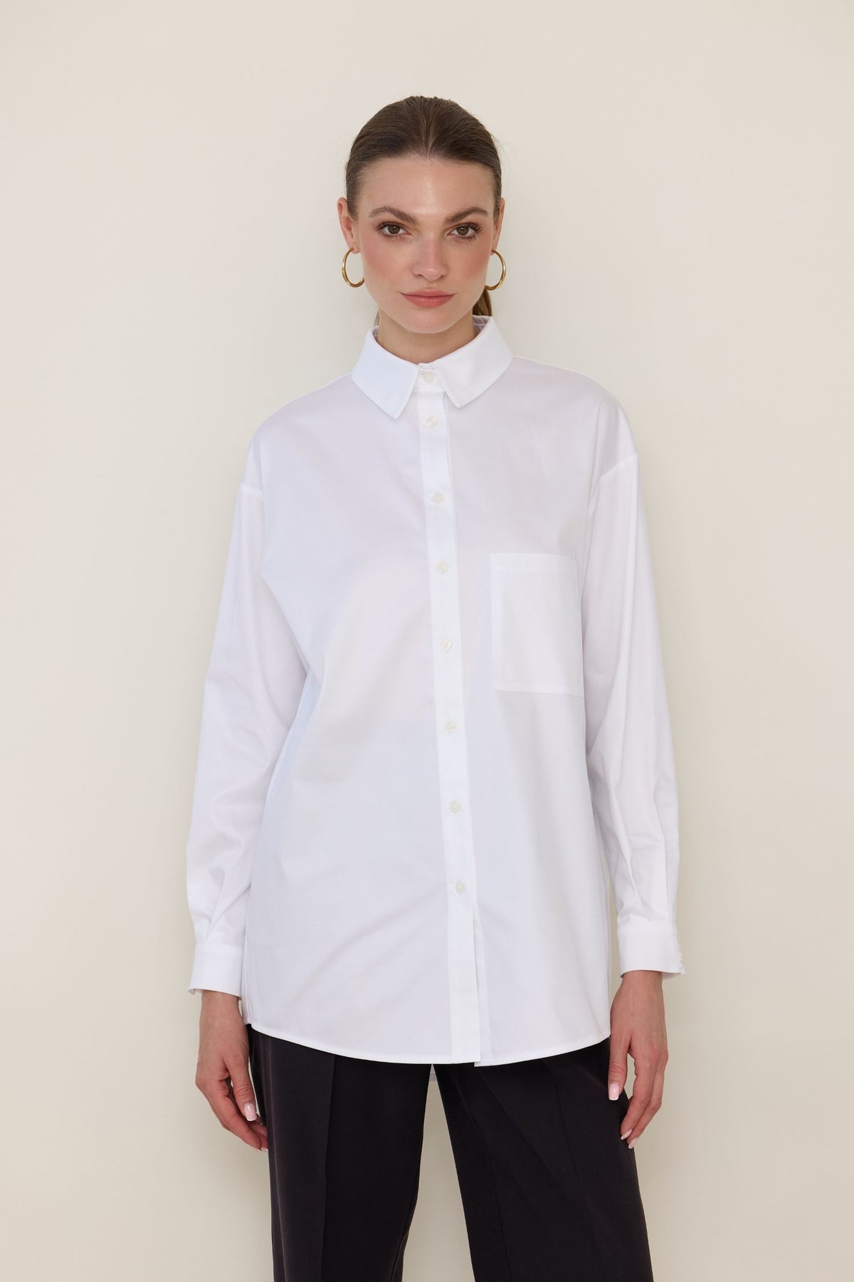 Bawełniana koszula oversize biała