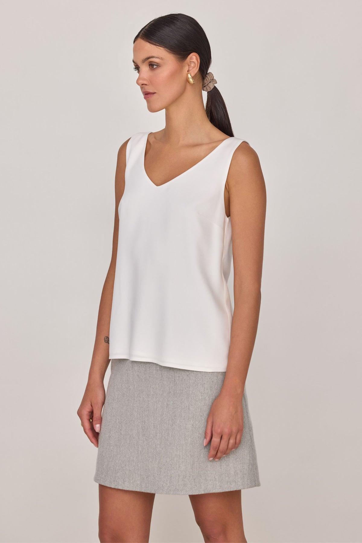 Cream viscose top with wide straps