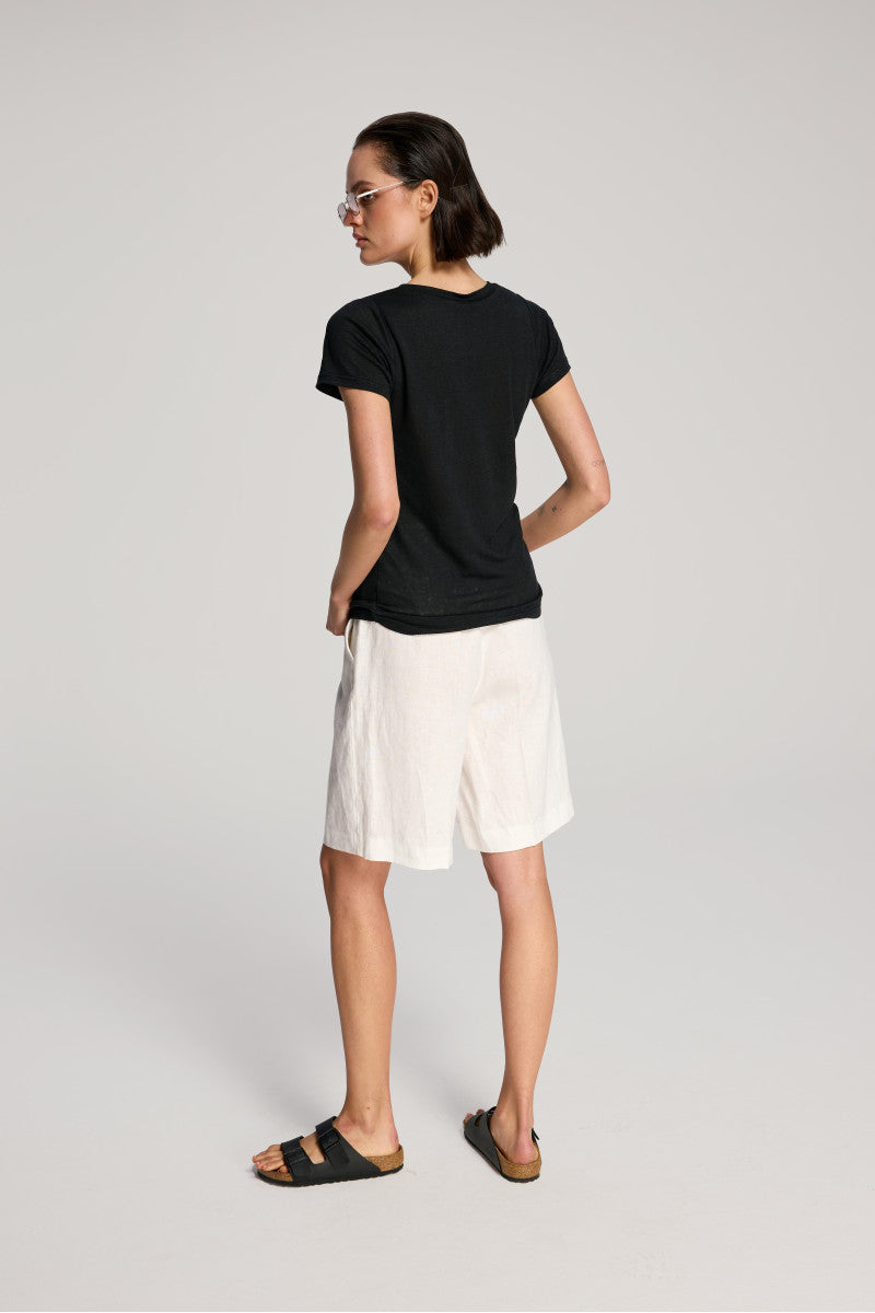Lniany t-shirt czarny